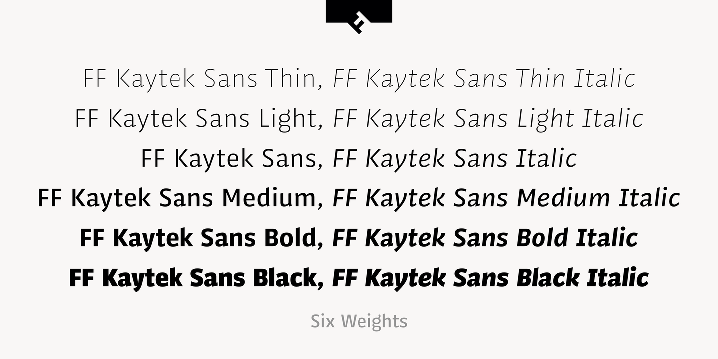 Пример шрифта FF Kaytek Sans Thin